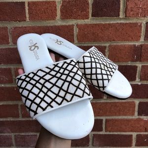 YOSI SAMRA | Reese Calf Hair Slide Sandals